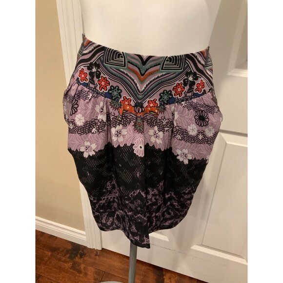 Tibi 100% Silk Multicolor Floral Print Mini Skirt, Size 6 - Picture 2 of 6